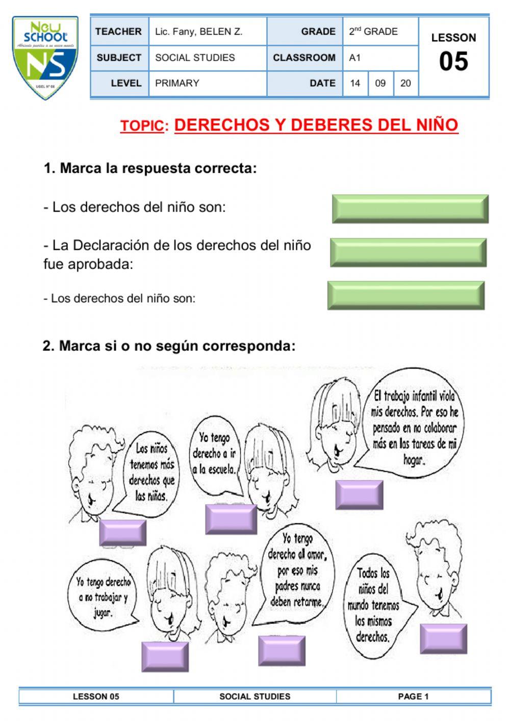 Derechos y Deberes del niño Derechos y Deberes del niño