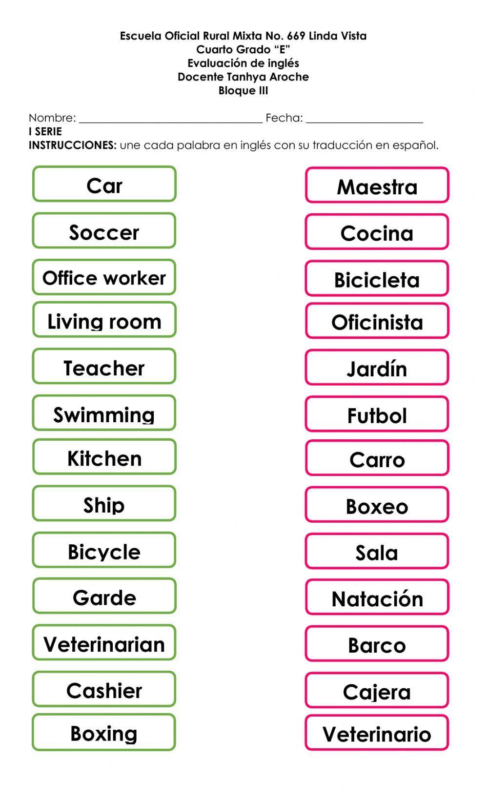 Vocabulario inglés