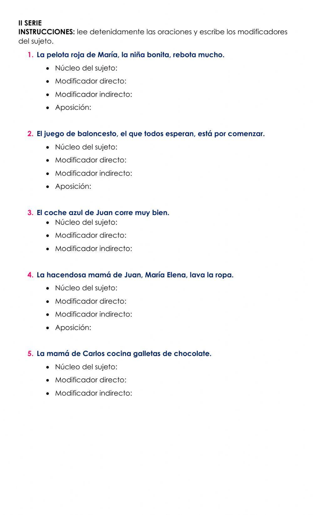 La oracion y sus modificadores