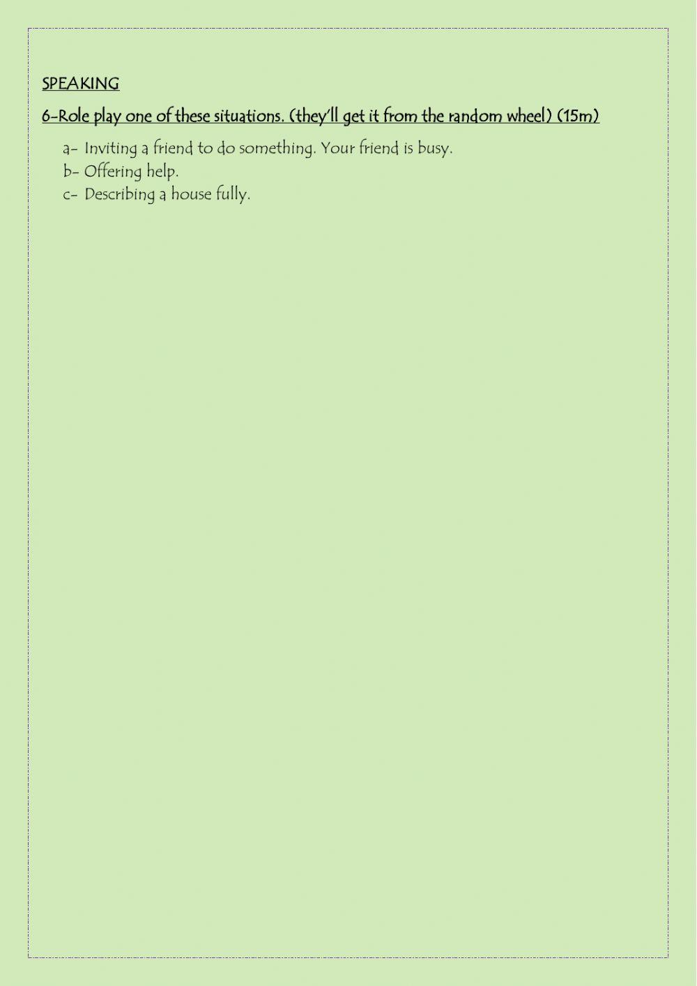 Quiz helping at home