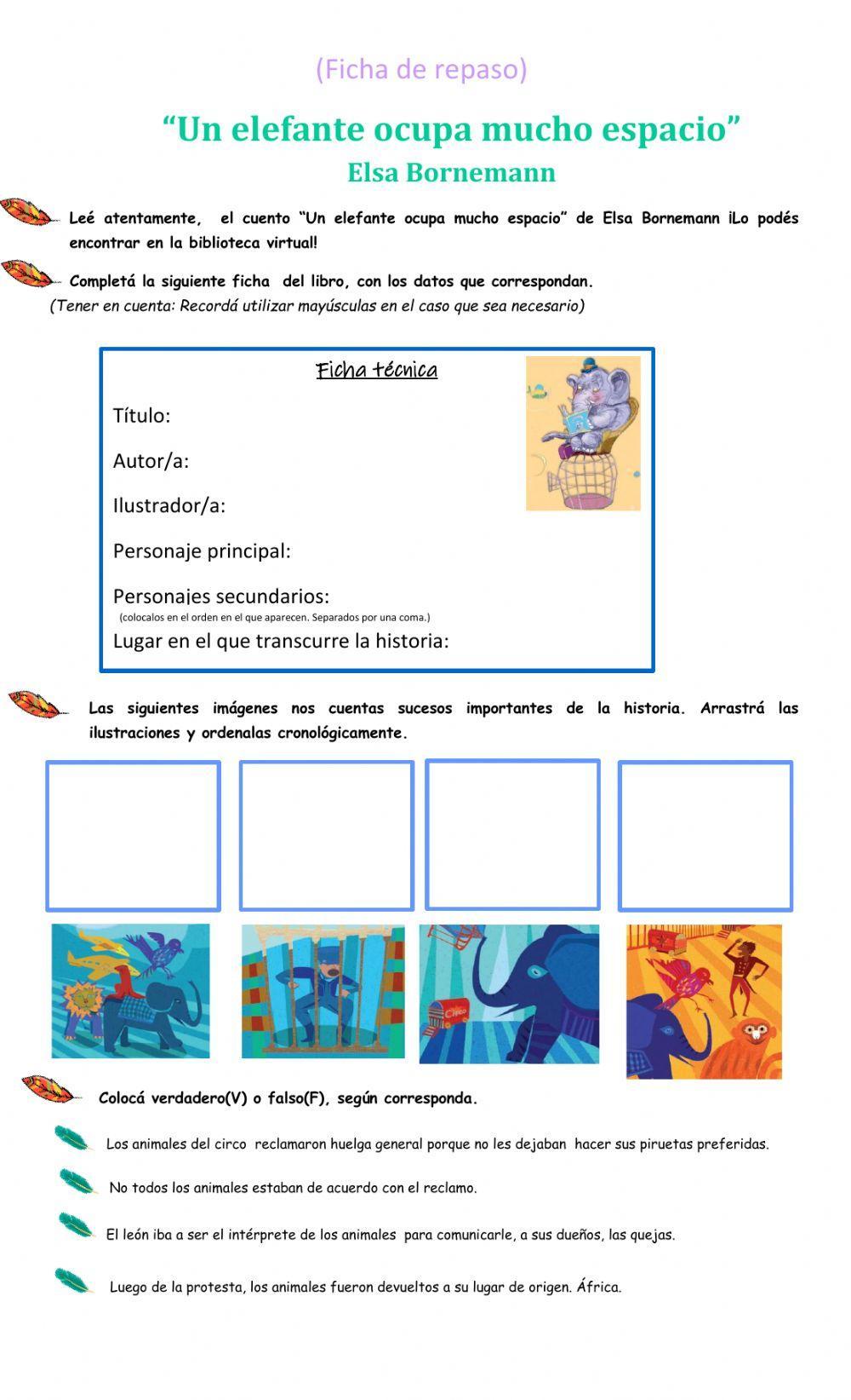 Ficha de repaso- Un elefante ocupa mucho espacio