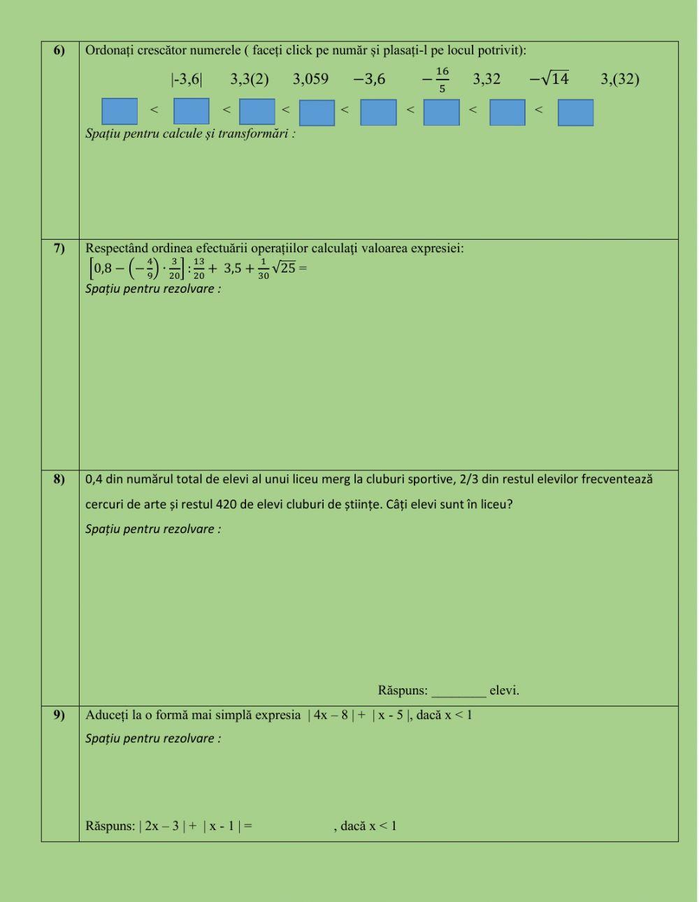 Evaluare inițială-clasaVIII-Varianta IV