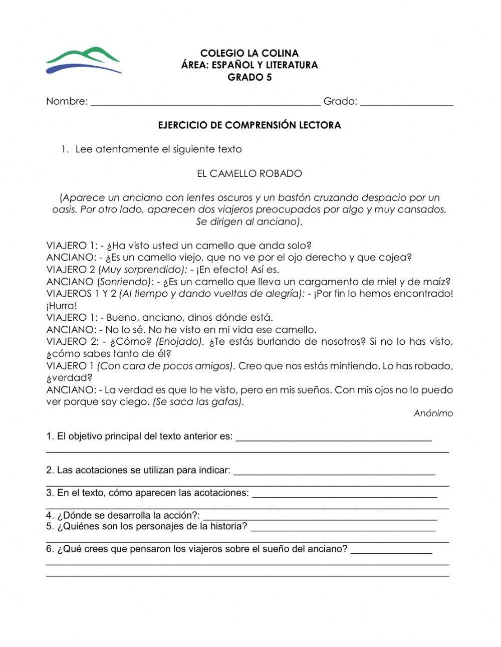 Comprensión de lectura