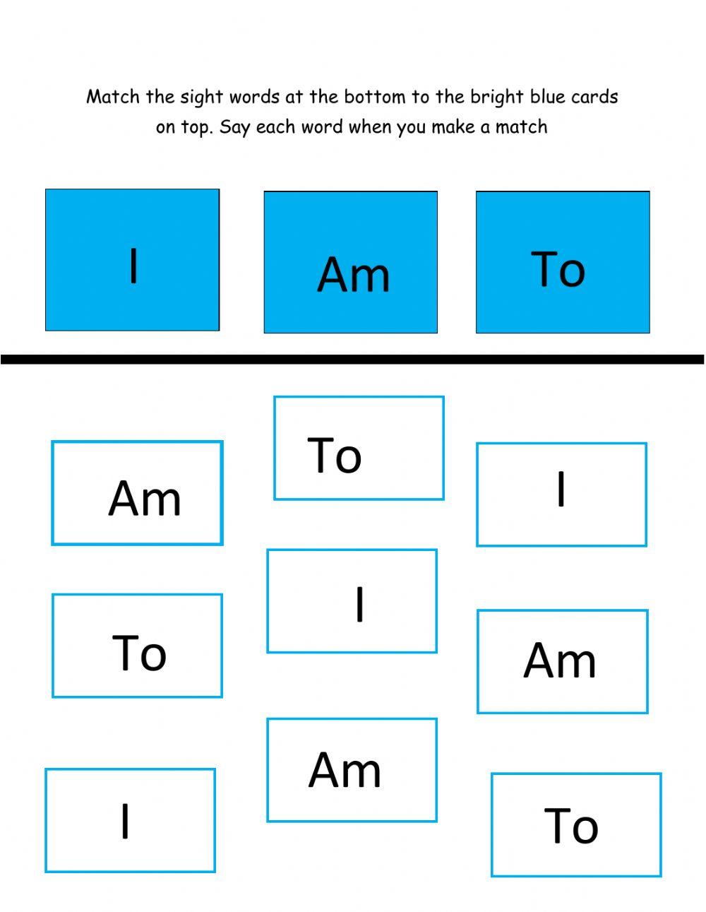 Sight words i am to