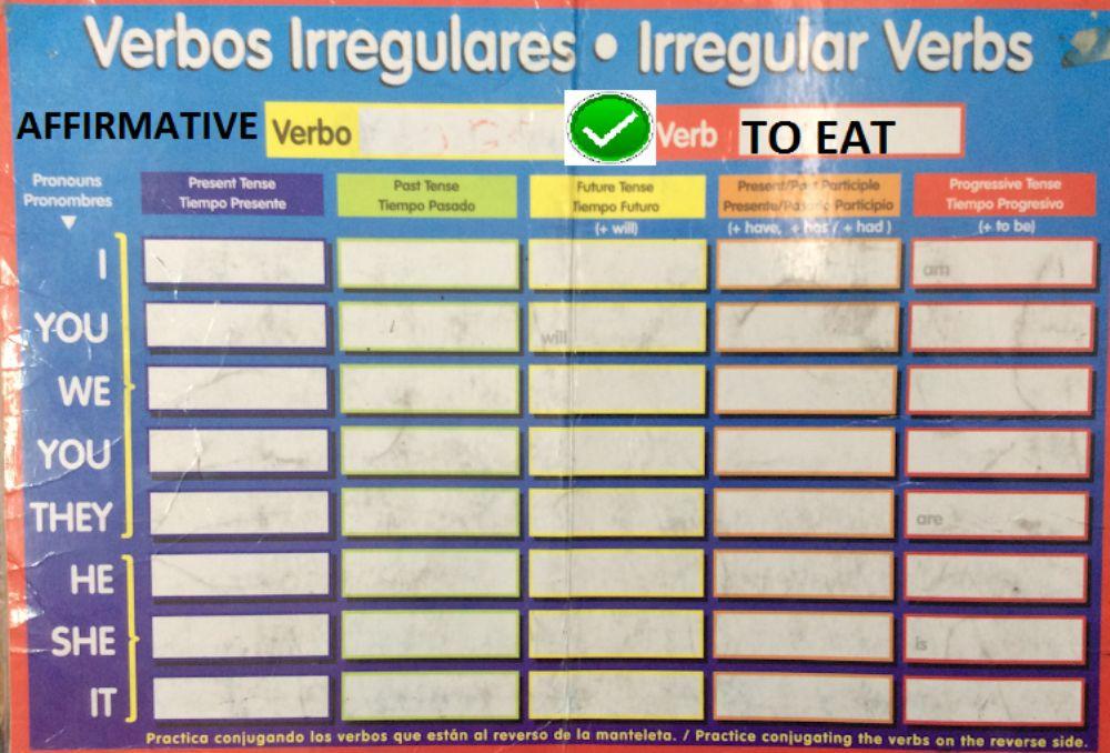 Verb to eat affrimative