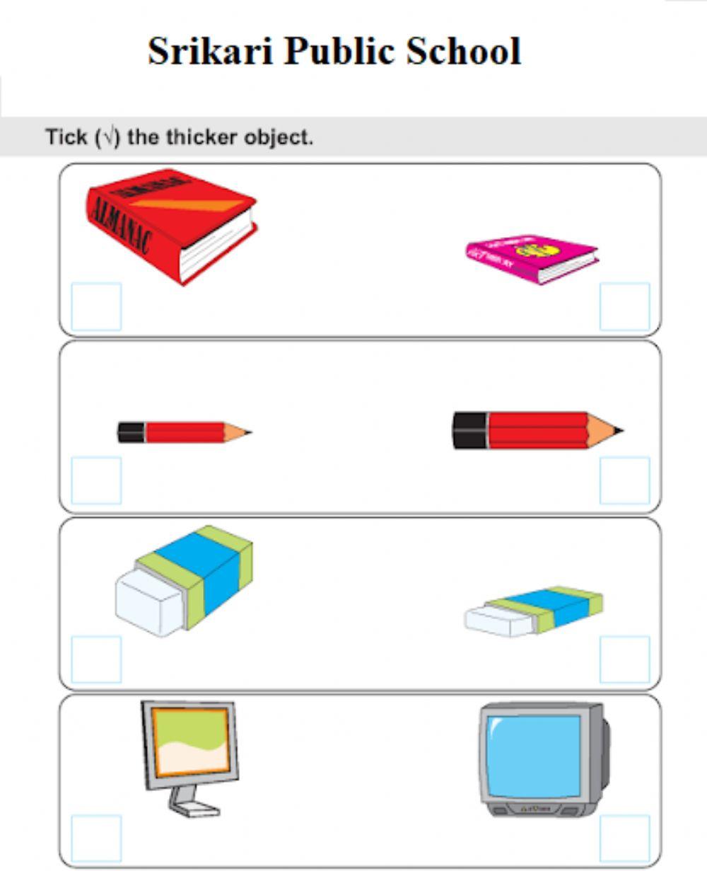 Worksheet on Thick and Thin