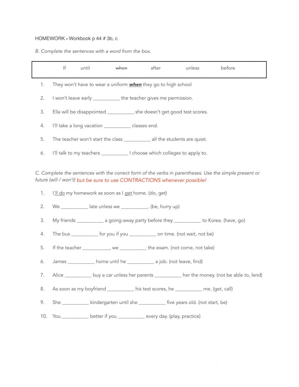 7A HOMEWORK online exercise for | Live Worksheets