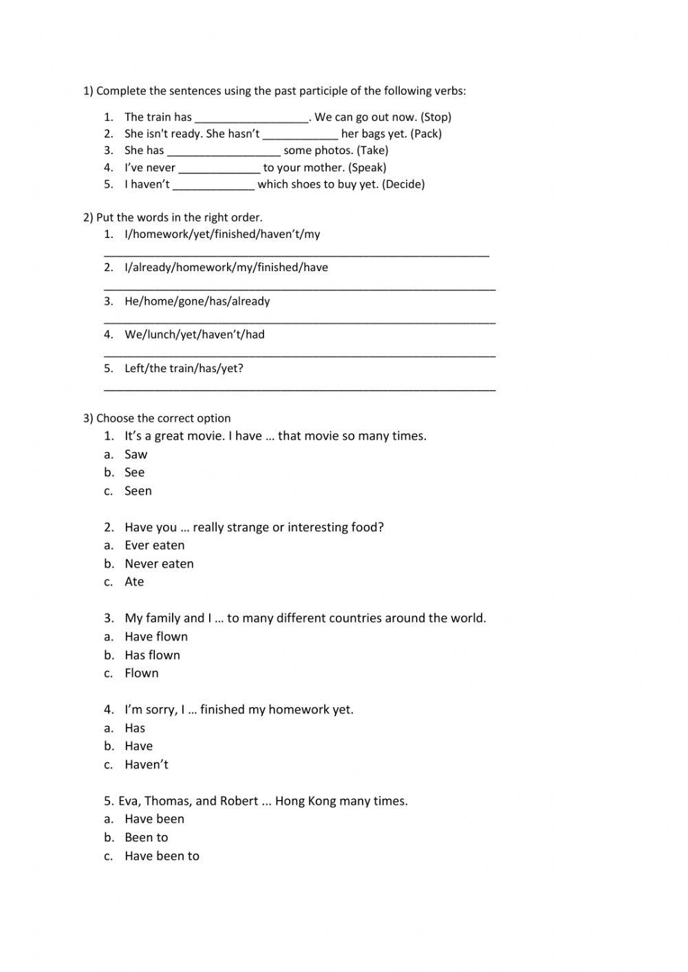 Present Perfect review