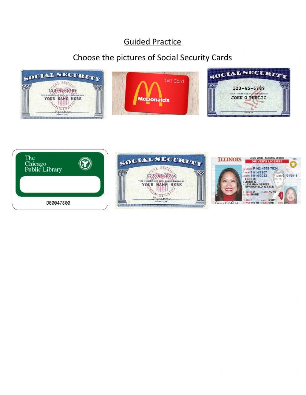 Guided Practice: Social Security Cards