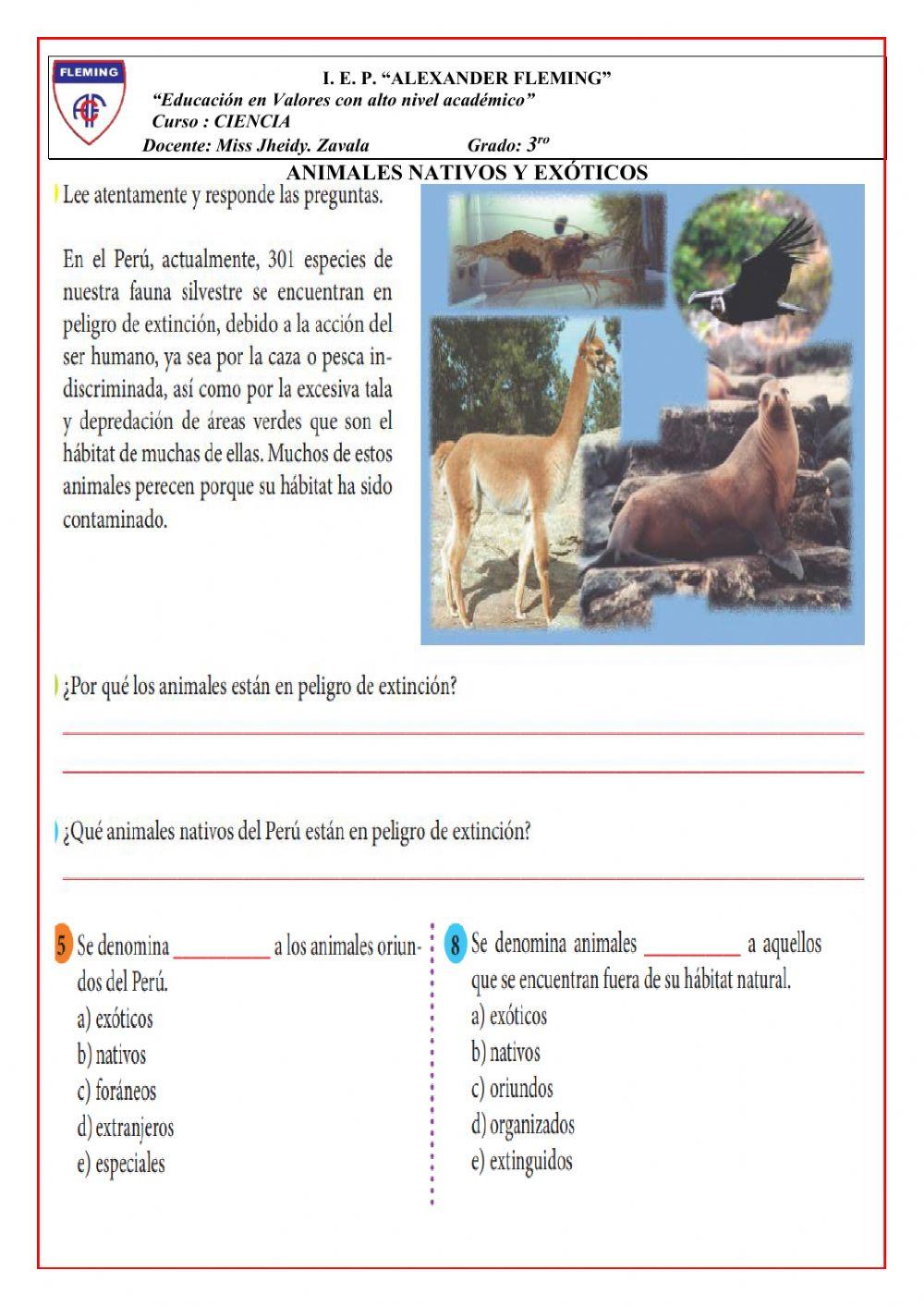 Animales nativos y exoticos
