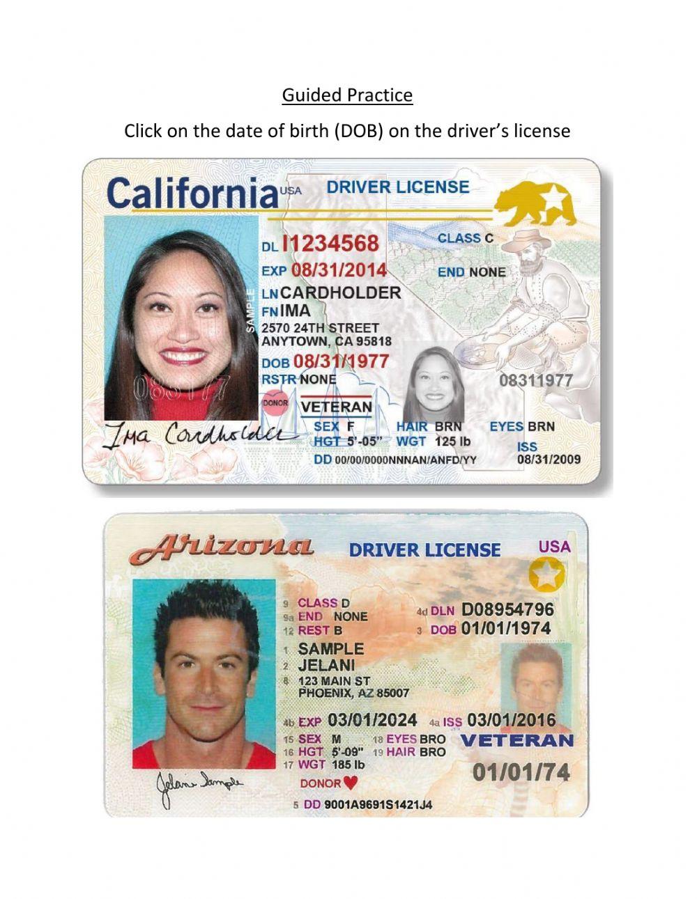 Guided Practice: DOB on Driver's License