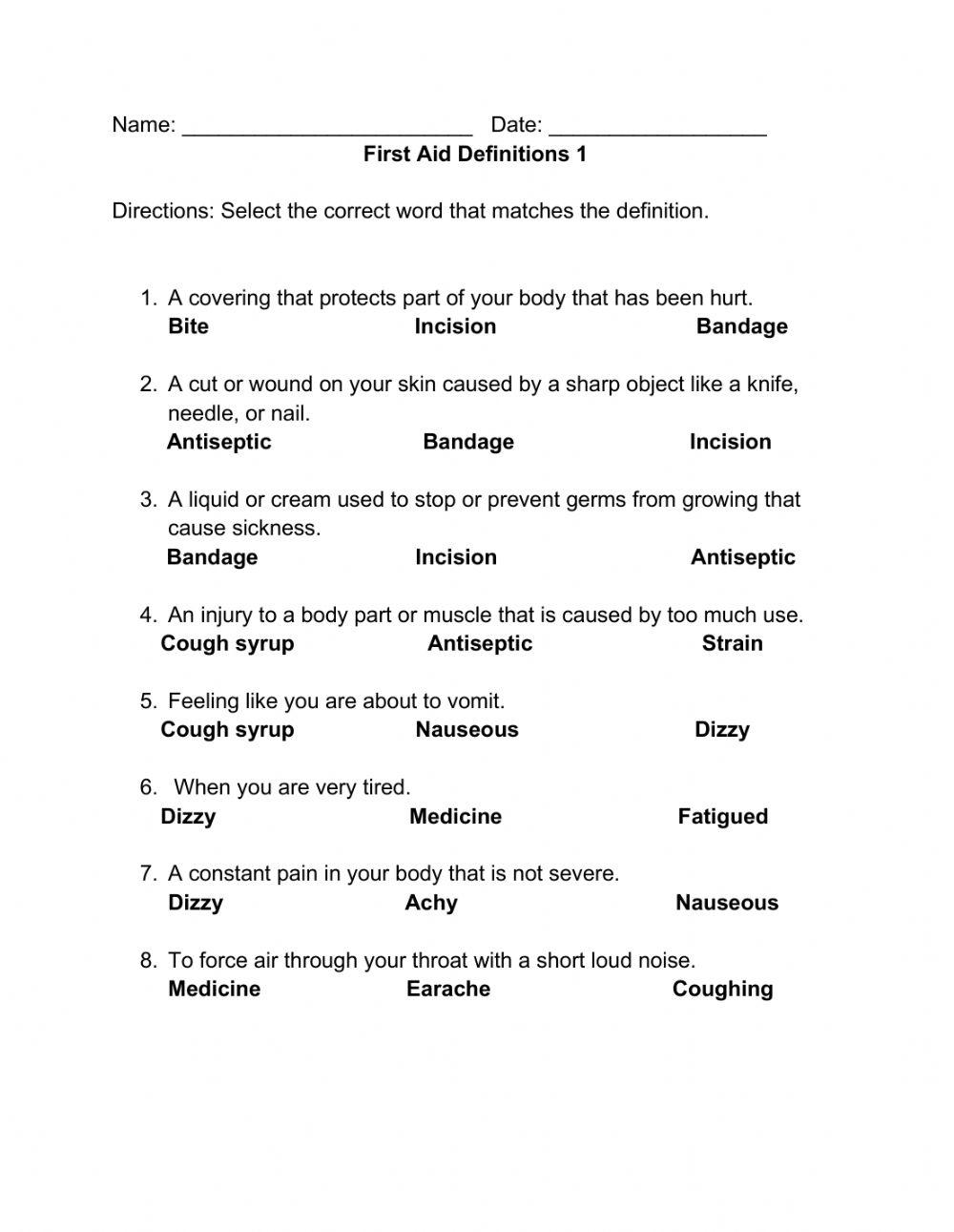 First Aid Definitions 1