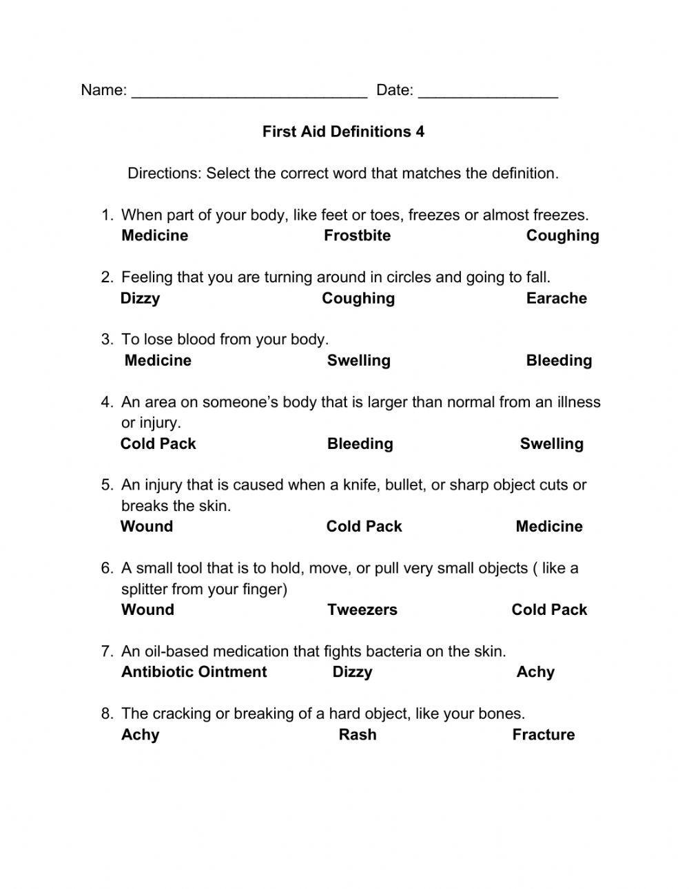 First Aid Definitions 4