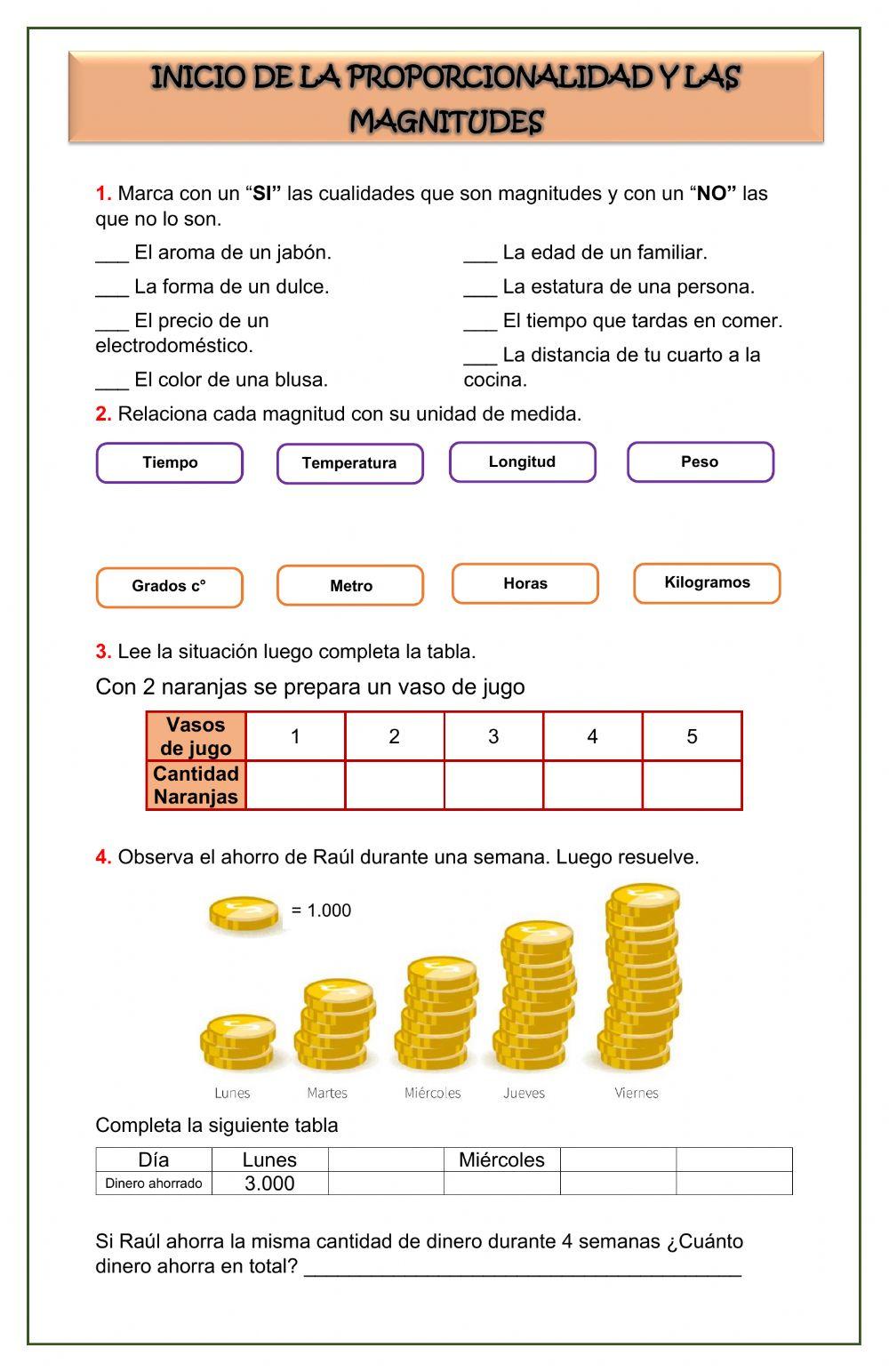 Proporcionalidad y magnitudes