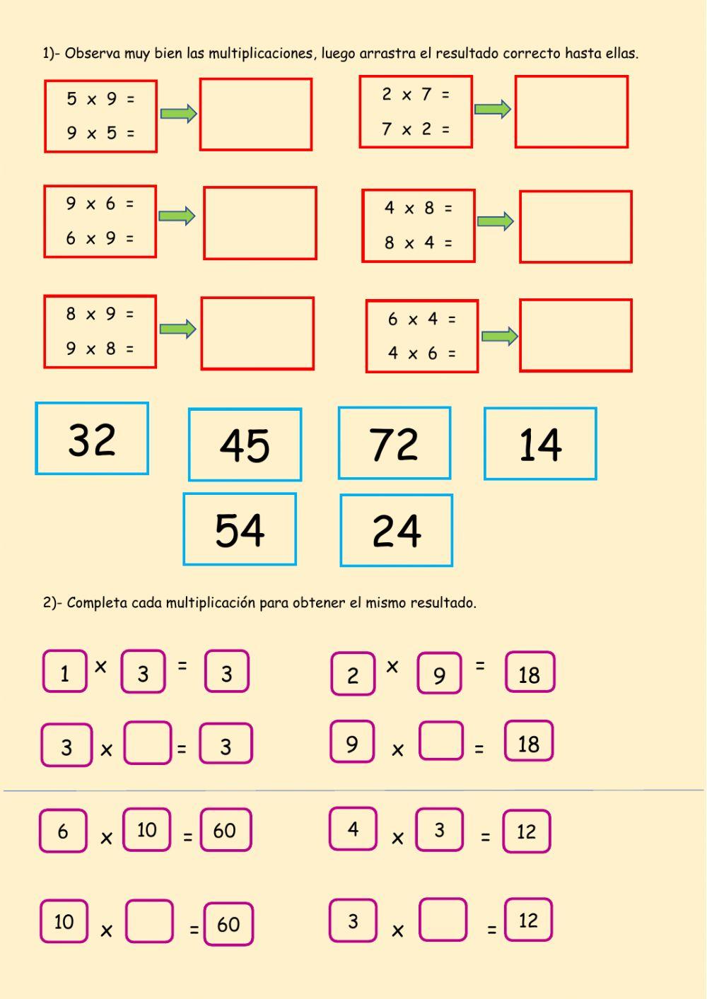 Multiplicación. Propiedad conmutativa