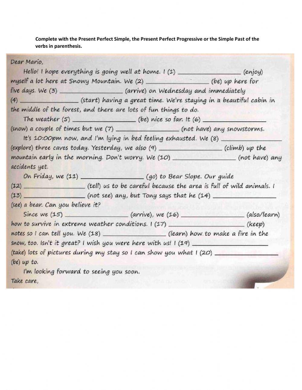 Simple past and present perfect