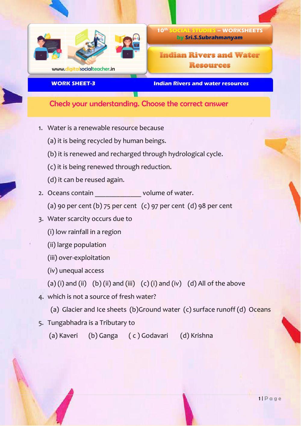 Indian rivers and water resources -10 ss