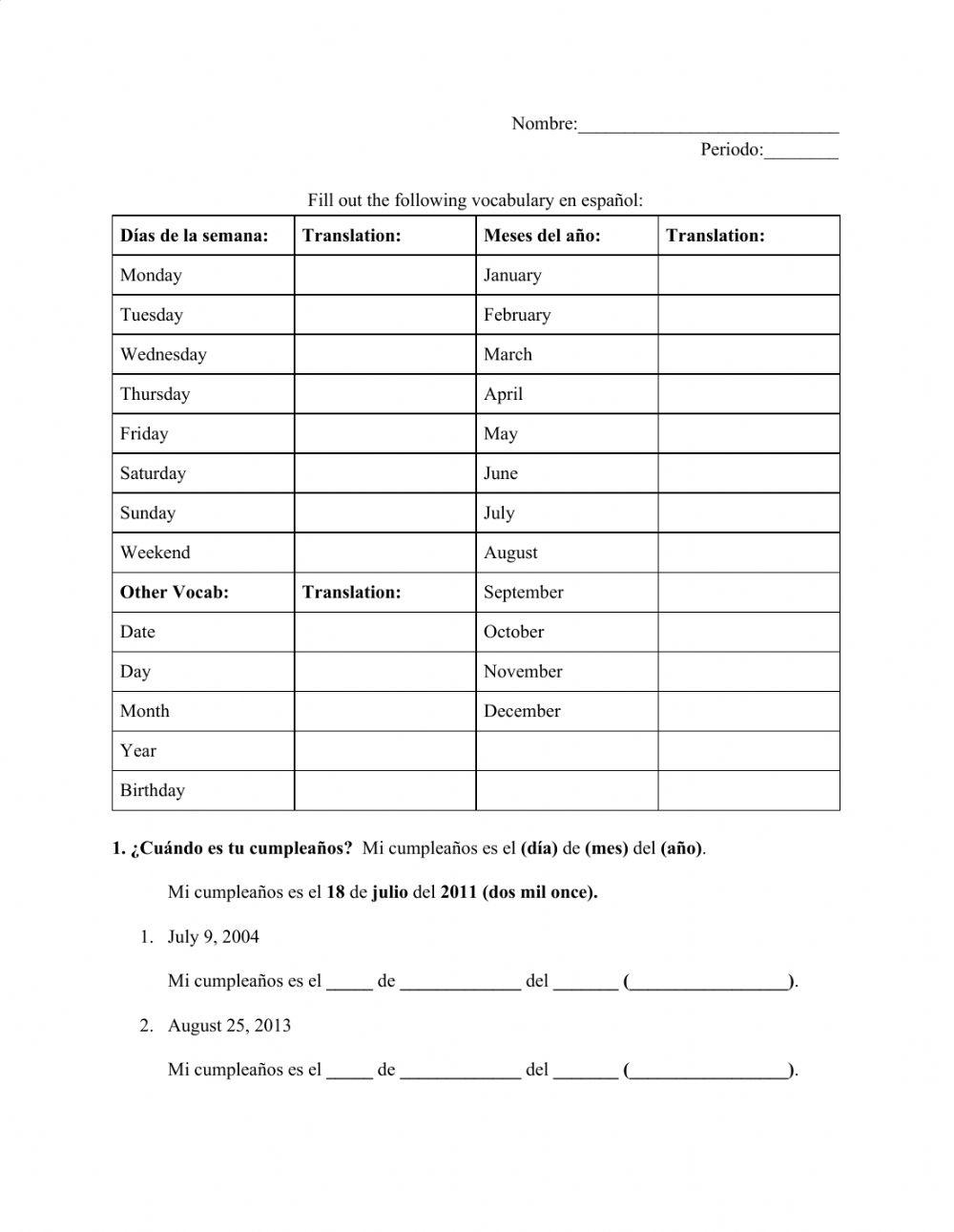 S1U1 Cumpleaños, Fechas y Número de teléfono