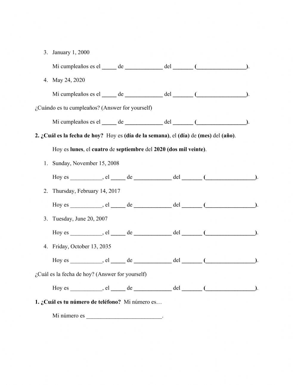 S1U1 Cumpleaños, Fechas y Número de teléfono