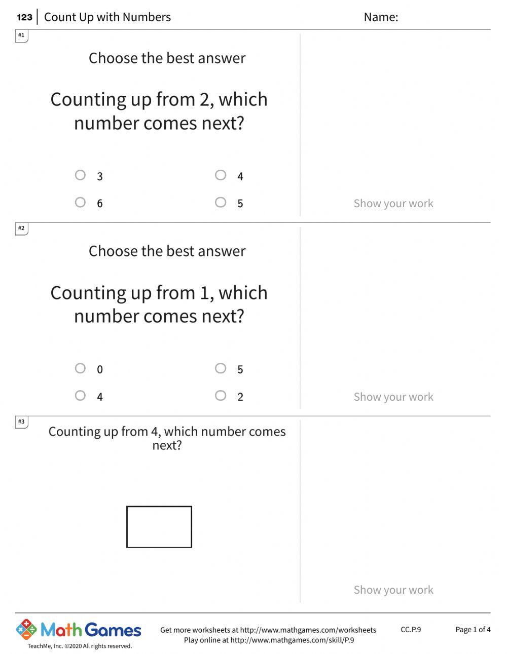 Counting Up online exercise for Live Worksheets