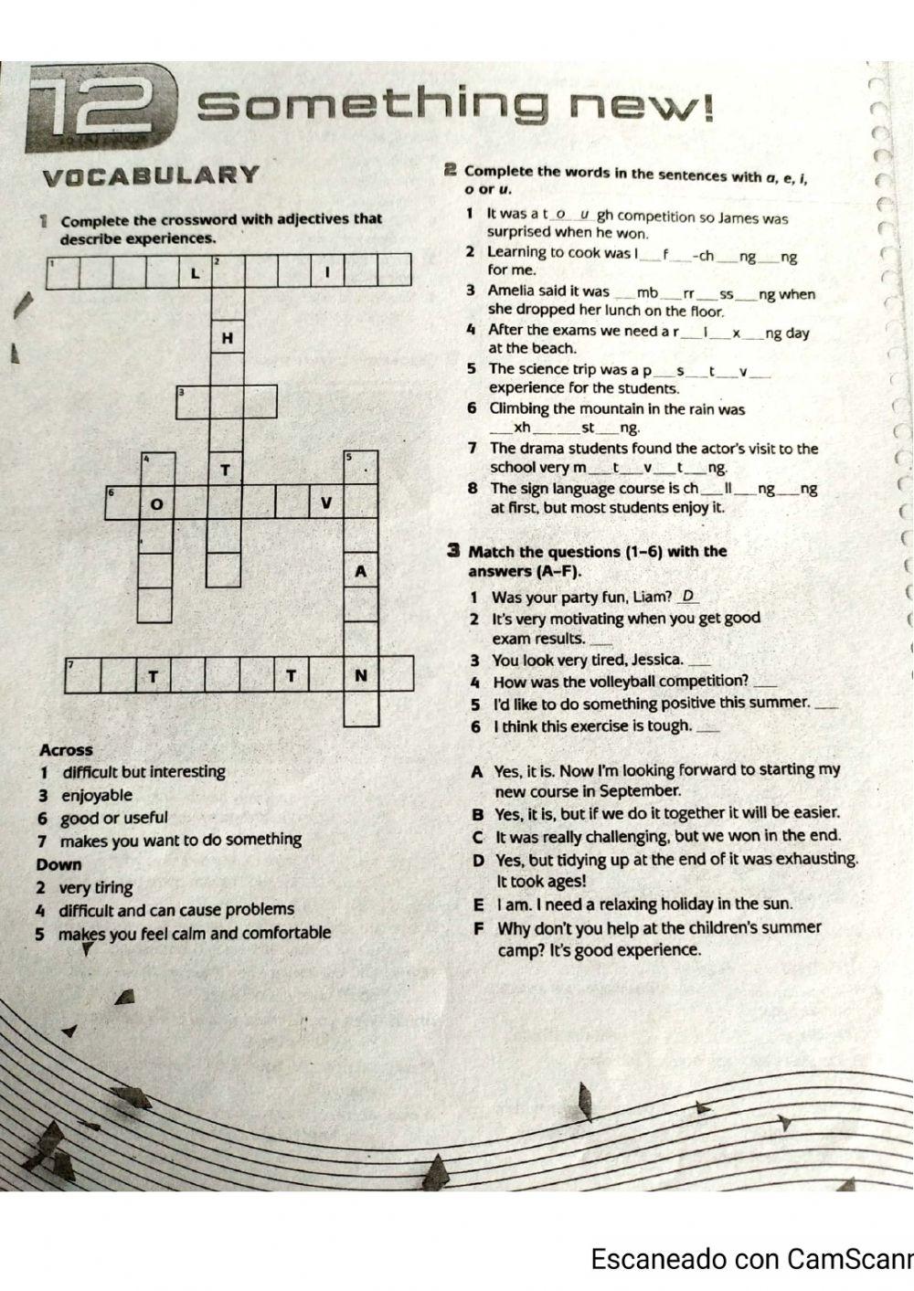 Vocabulary:Experiences