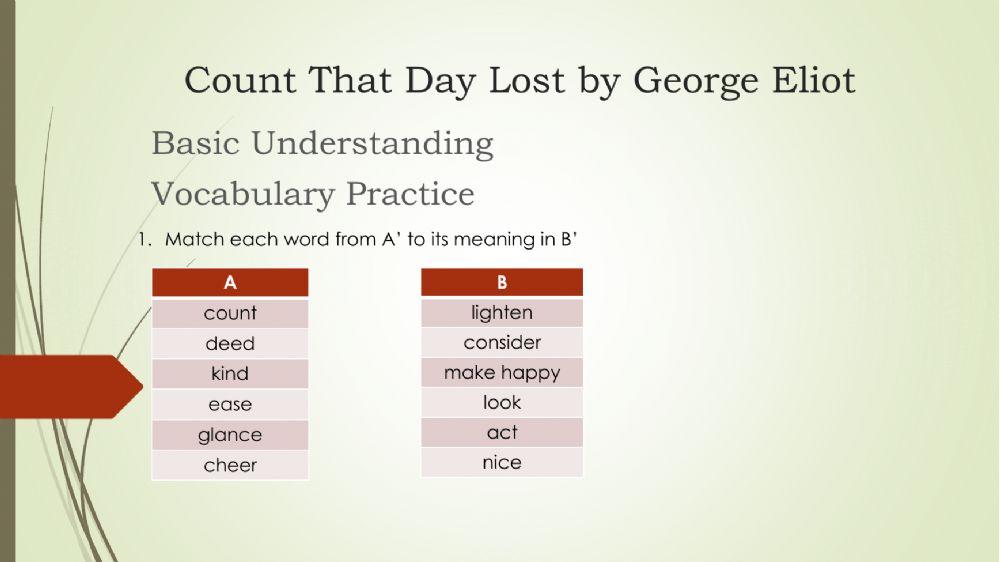 Count That Day Lost Vocabulary