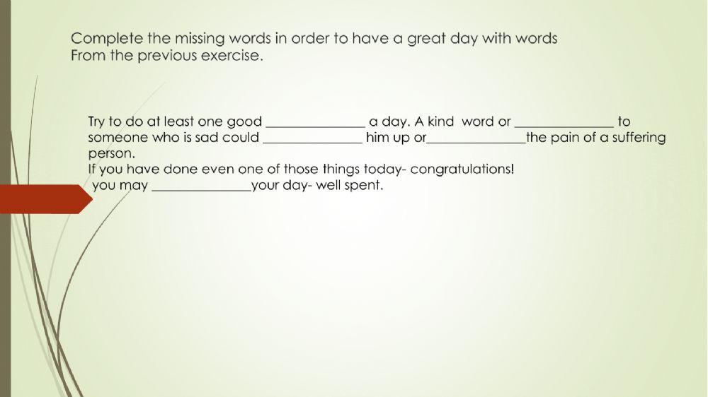 Count That Day Lost Vocabulary