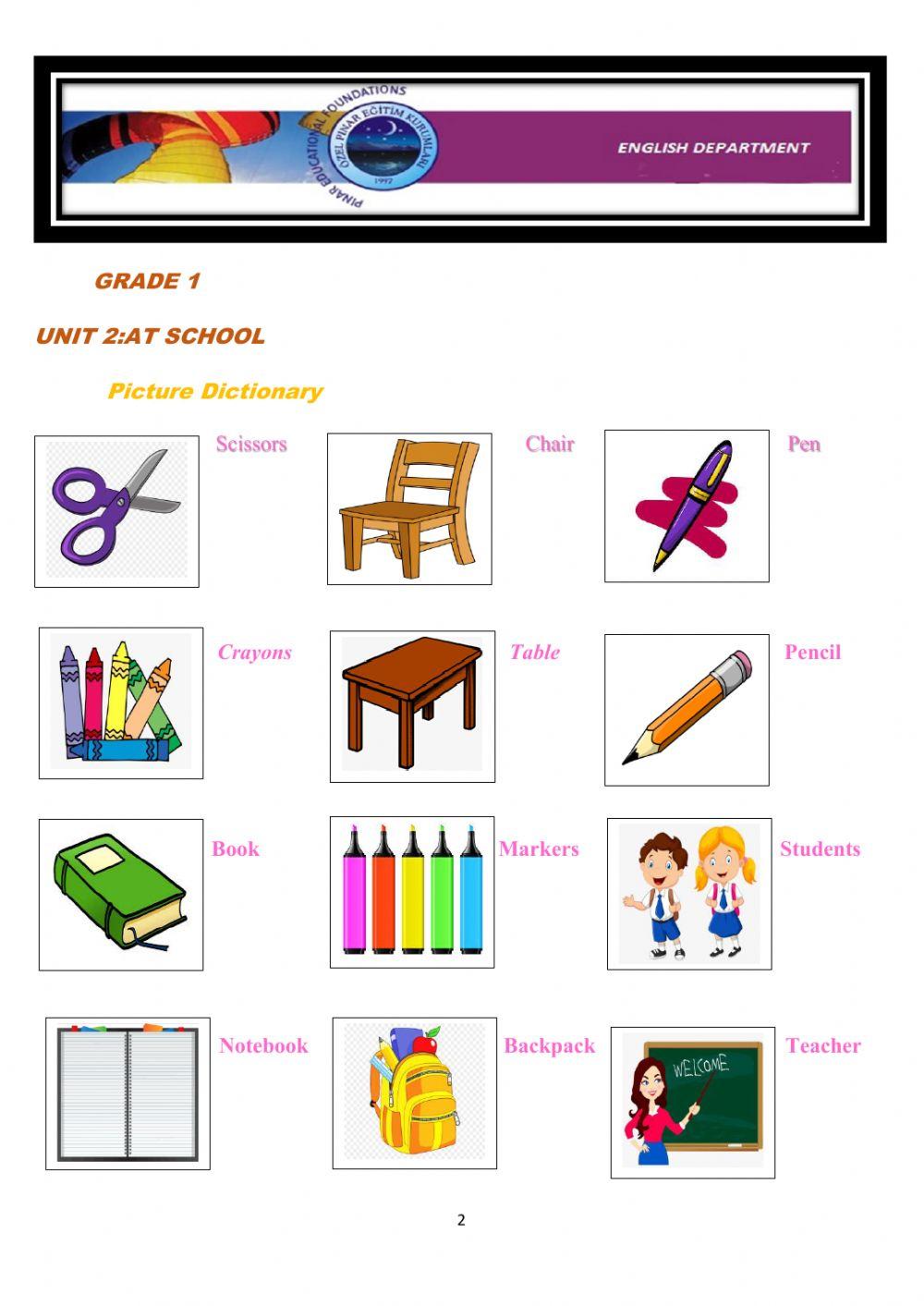 Grade 1 unit 2.At school