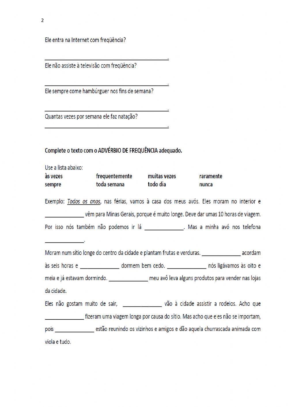 Rotina com advérbio de frequência