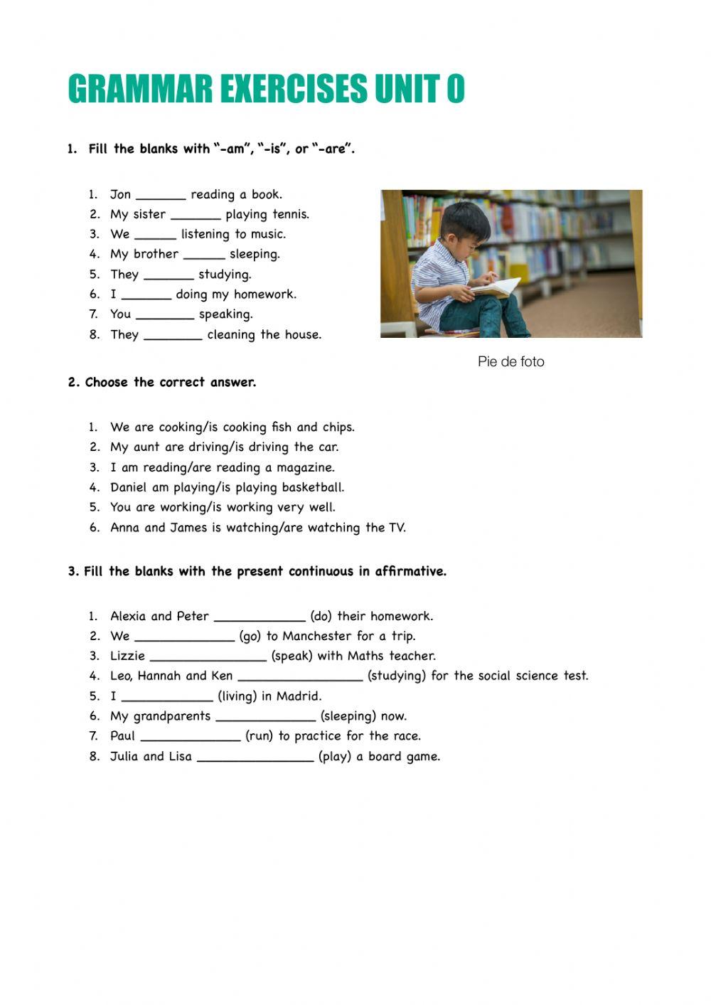 Present continuous affirmative review