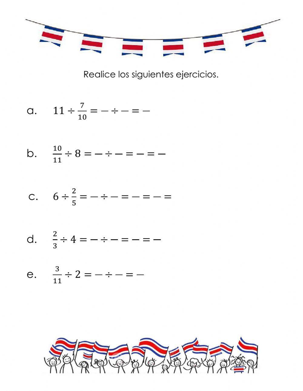 División de fracciones con enteros