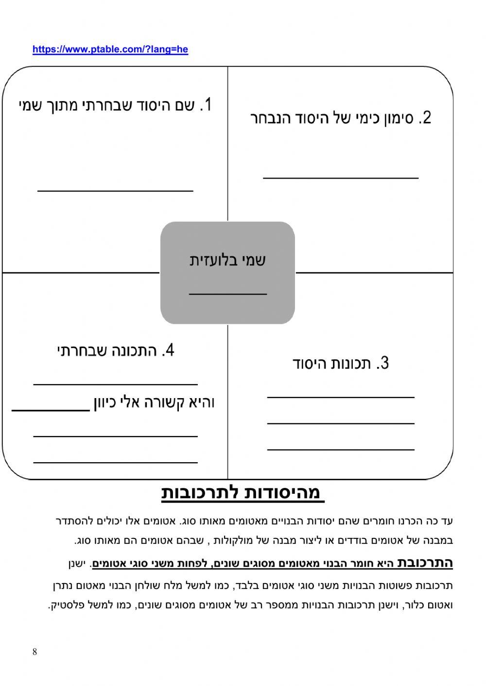 חוברת עבודה - חומרים