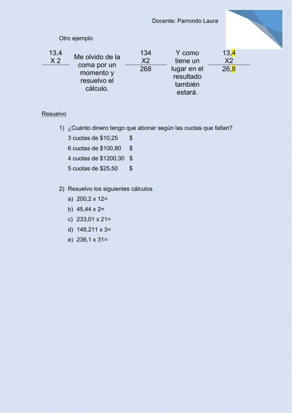 Multiplicación natural-decimal optativo