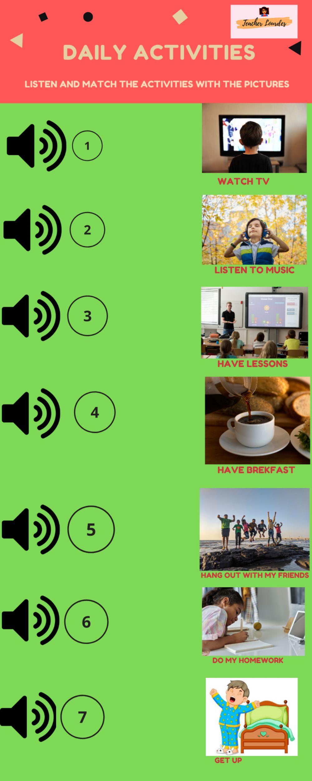 Daily activities vocabulary worksheet Live Worksheets