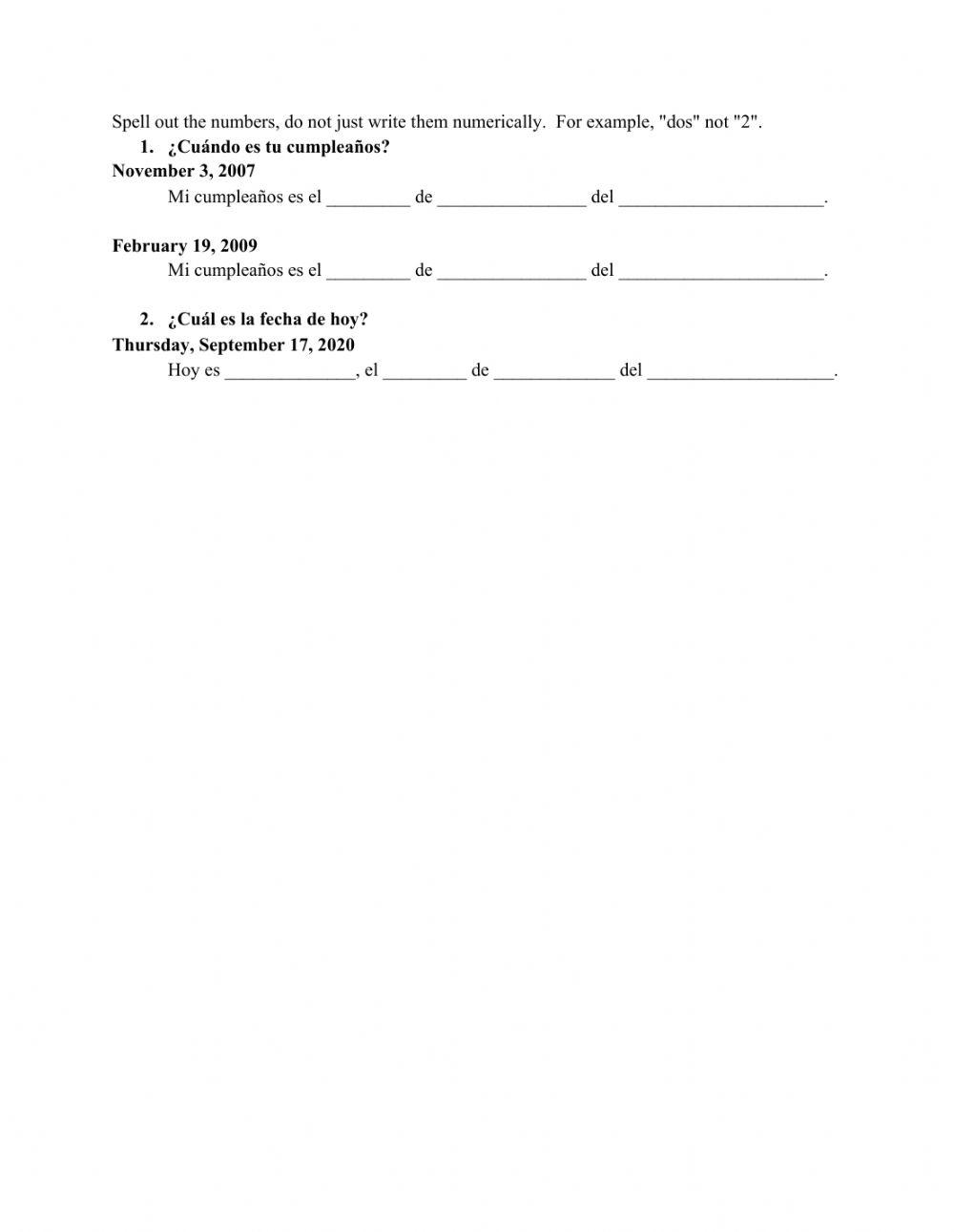 Para Empezar 9 17 worksheet Live Worksheets