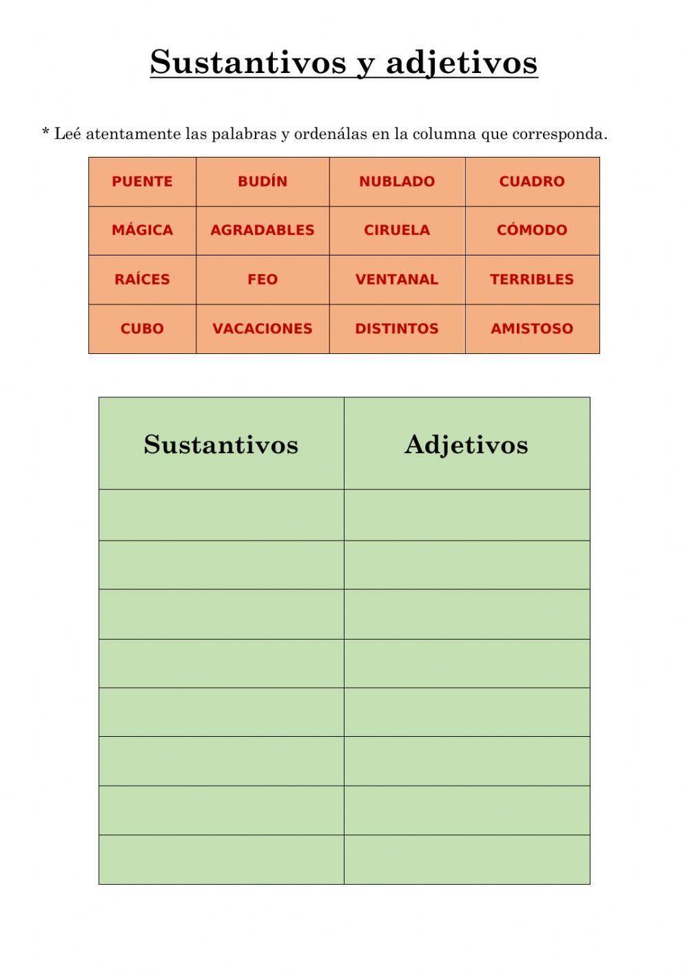 Sustantivos y adjetivos