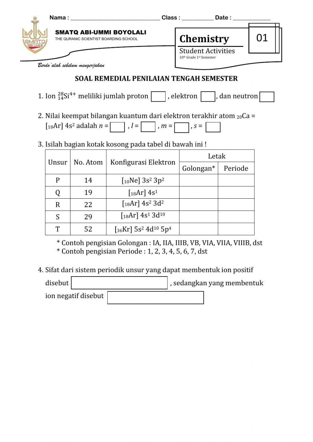 Remedial PTS Kelas X Ganjil 2020-2021