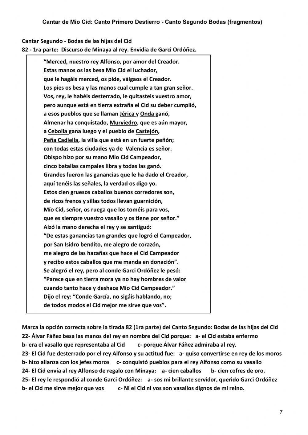 Cantar de Mío Cid - Canto Primero y Segundo (frag)