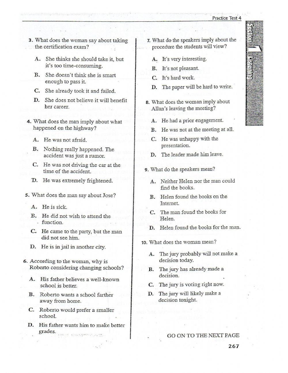 Esli Toefl Listening Section. 2020