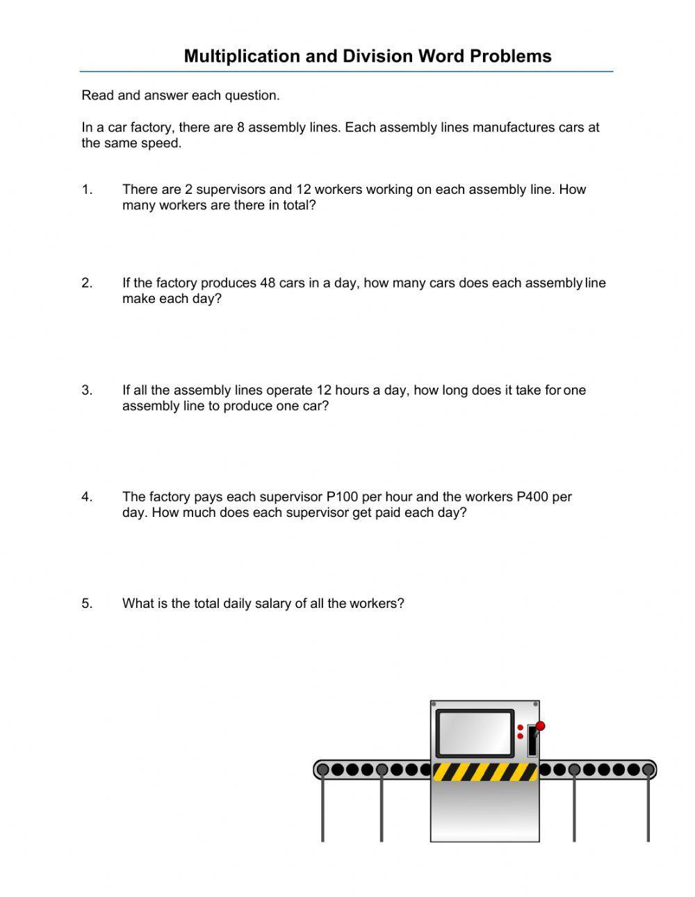 Multiplication And Division Word Problems Division: Word Problems