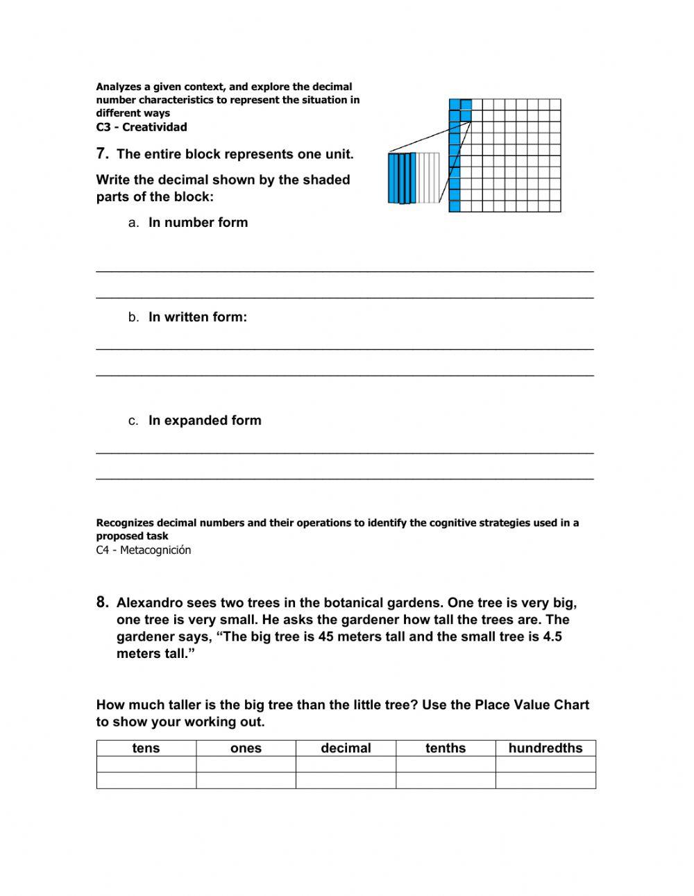 Decimal evaluation 1