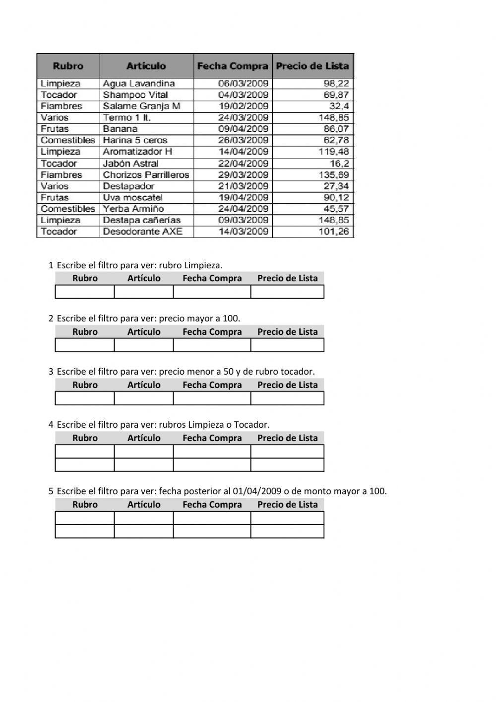 Excel - Filtro avanzado