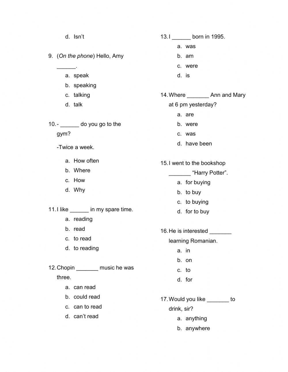 BELT Grammar Practice