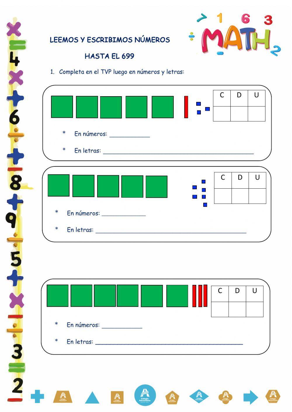 Leemos y escribimos  números hasta 699