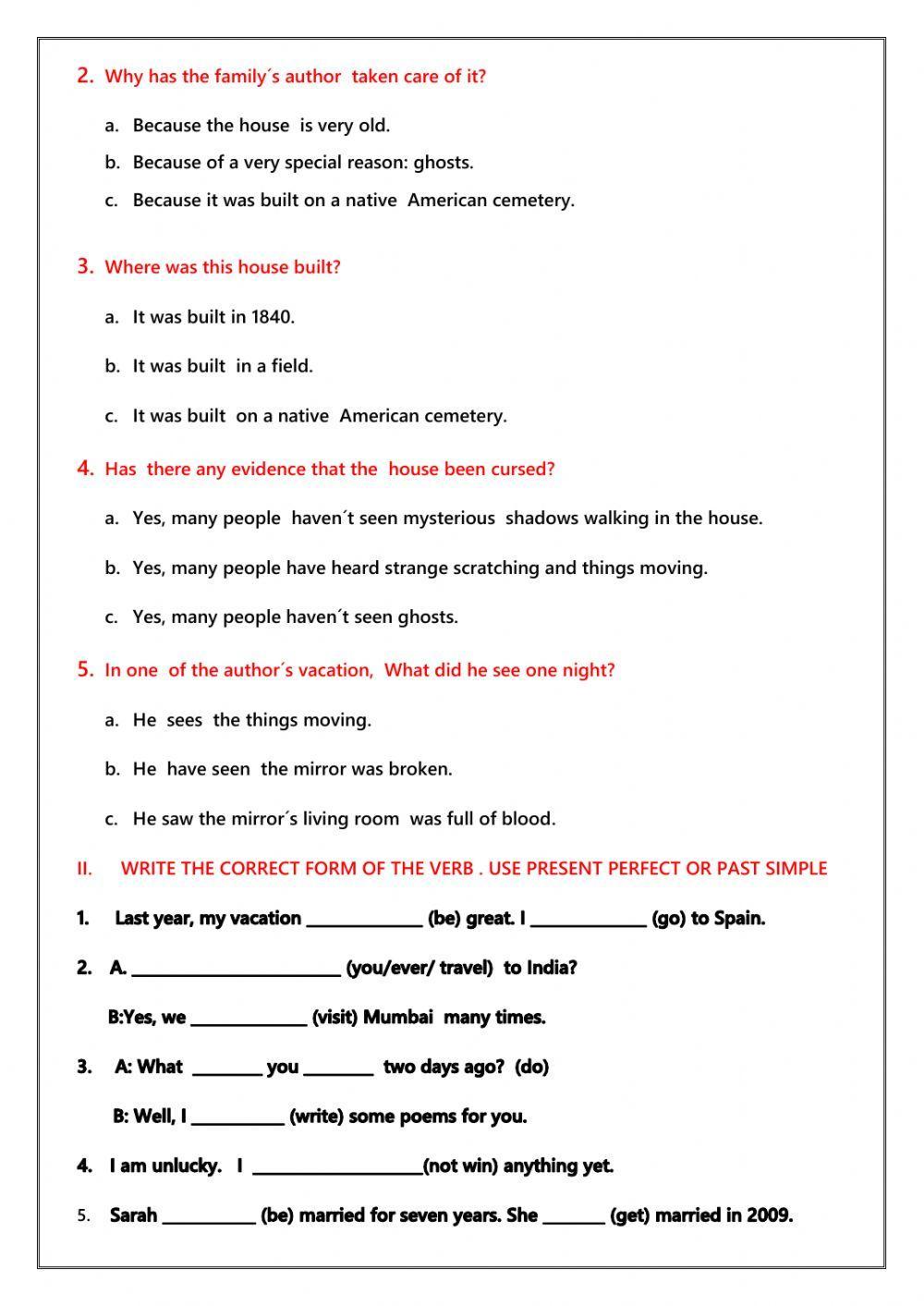 Present Perfect   vs.   Past  Simple