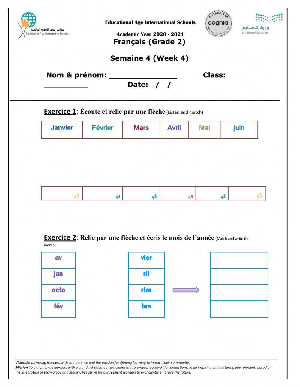 Exercices Sur Les Mois De L année Les mois de l'année worksheet for 2 | Live Worksheets