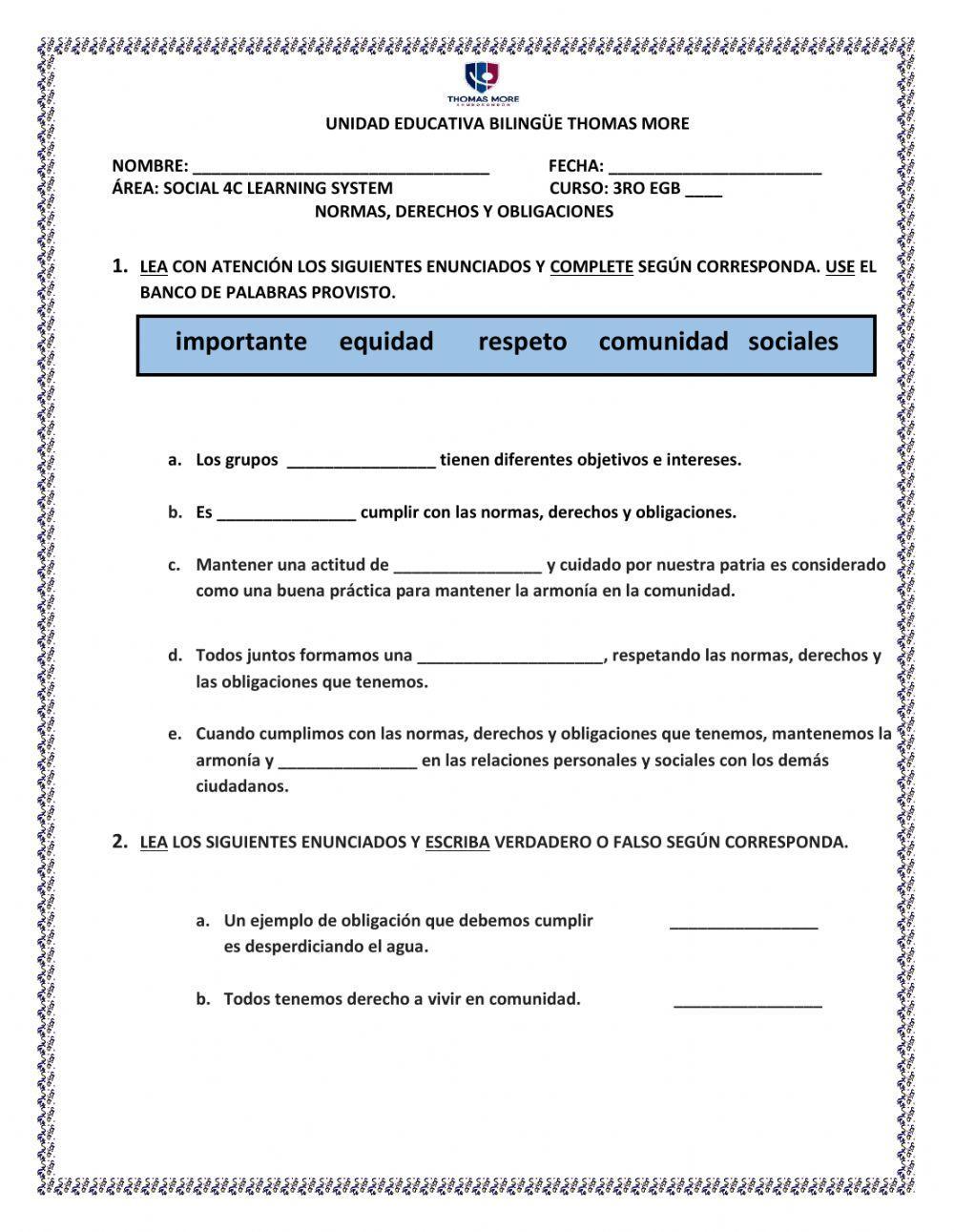 Normas, derechos y obligaciones