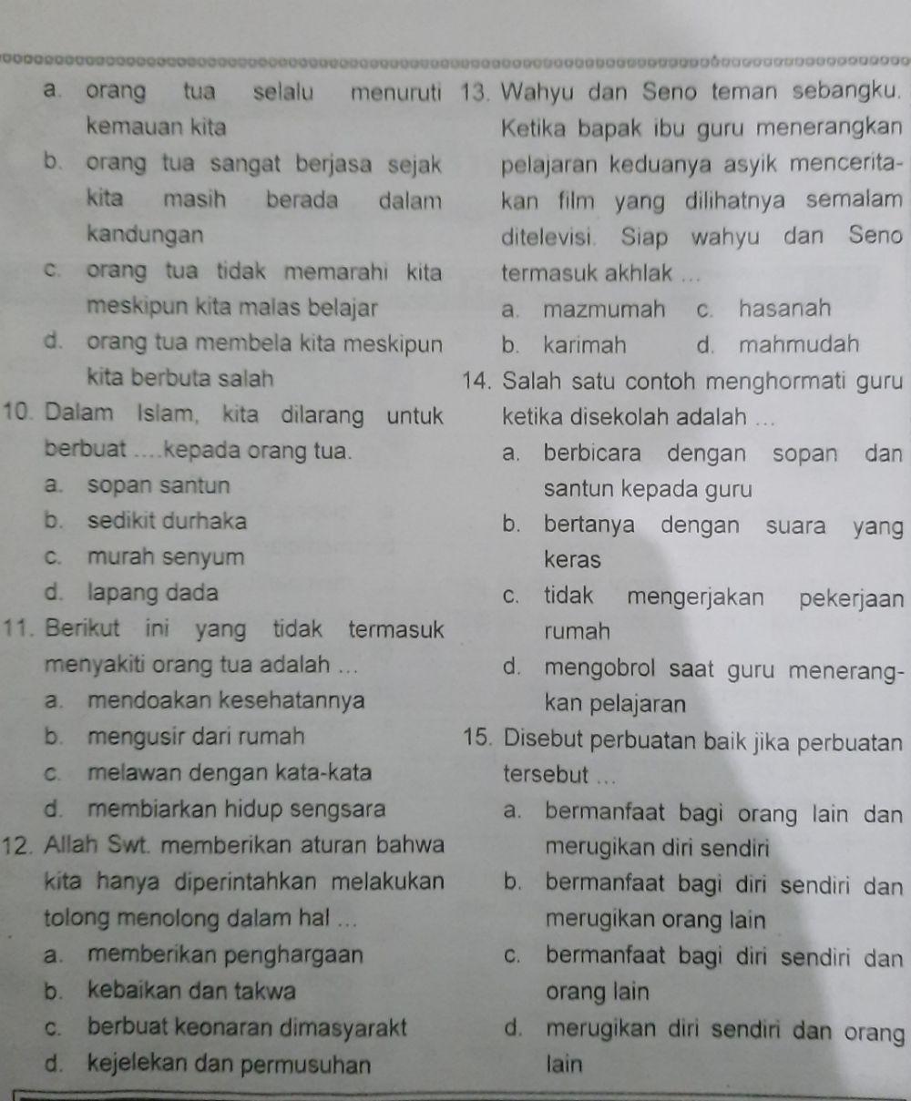 Kelas 5: Penilain Harian Pelajaran 3