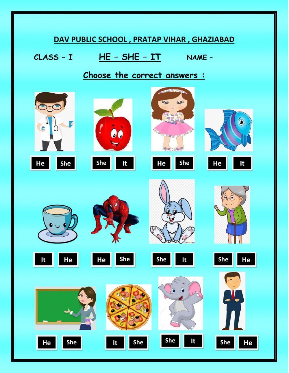 He-she-it 366377 | NEHA SRIVASTAVA | Live Worksheets