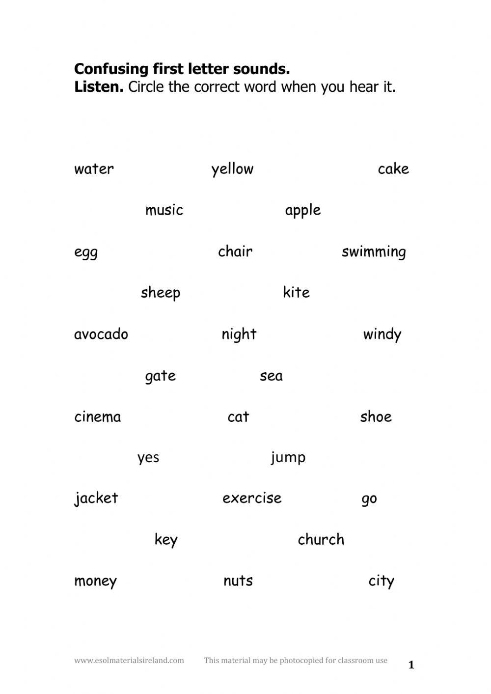 CONFUSING LETTER SOUNDS